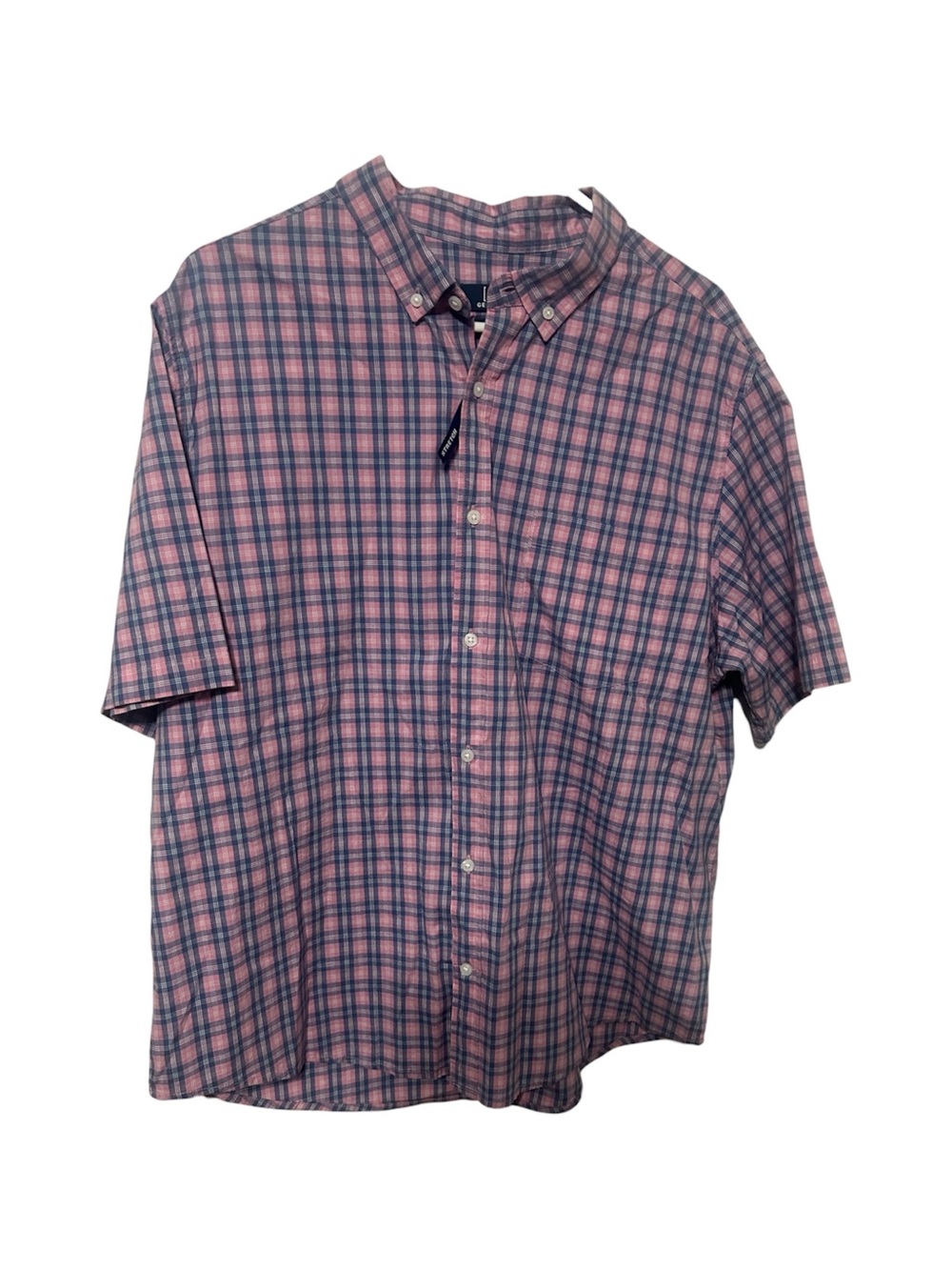 NWT George Classic Fit Pink Blue Plaid Button Down Shirt XL